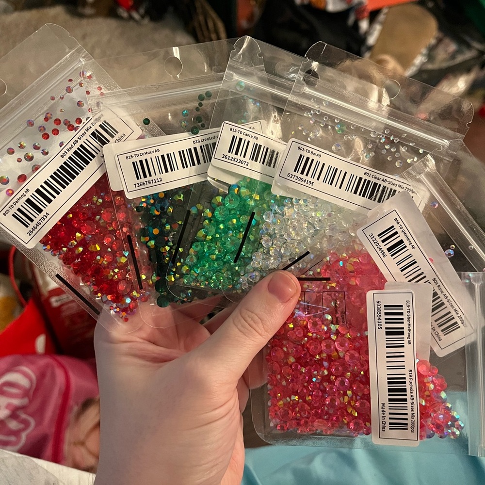 Assorted Colorful Craft Rhinestones 6 bags Mix Sizes